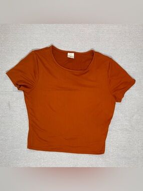 Live in the Moment | Rust Orange Short Sleeve Cropped Tee | Medium